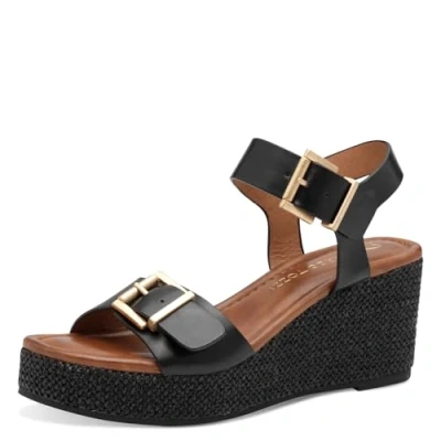 Abbildung von MARCO TOZZI Damen Sandalen mit Keilabsatz Offene Zehenpartie Modern, Schwarz (Black), 39 EU
