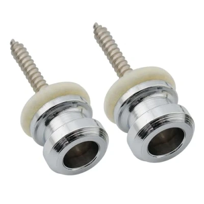 Abbildung von Musiclily Pro 12mm Stahl Gitarrengurt Knöpfe Strap Buttons Endknopf Gurtpins für E Gitarre Akustikgitarre Konzertgitarre Ukulele, Chrom (2er Set)