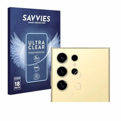 Abbildung von Savvies 18 Stück Schutzfolie für Samsung Galaxy S24 Ultra (NUR Kameraschutz) Displayschutz Folie Transparent