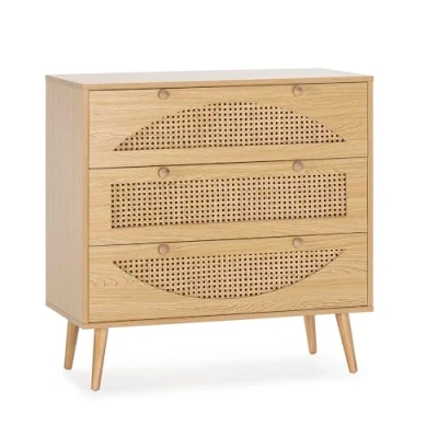 Abbildung von HOMN LIVING Kommode Luna mit 3 Schubladen, Eiche, 80 cm (Breite) 40 (Tiefe) (Höhe)