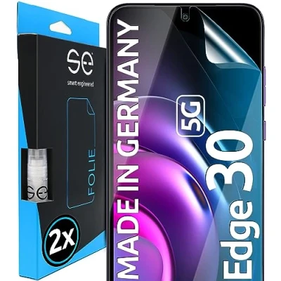 Abbildung von S.E für Motorola Edge 30 5G Schutzfolie 2x Folien im SET aus Deutschland, Folie TPU Technologie, kinderleichte Anwendung, blasenfrei, als Alternative Schutzglas