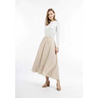 Abbildung von DREIMASTER Klassik Women&#039;s Maxi Skirt S / Helles Beige Weiß 100% Polyester