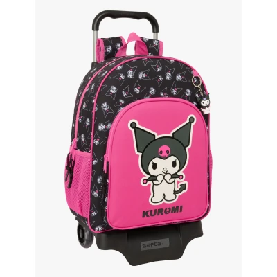 Abbildung von safta Kuromi Großer Schulrucksack mit Trolley, Kinderrucksack, anpassbar an Kinderwagen, ideal für Kinder im Schulalter, bequem und vielseitig, Qualität Widerstandsfähigkeit, 33 x 15 42 cm