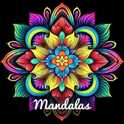 Abbildung von Mandalas Malbuch für Erwachsene mit schwarzem Hintergrund