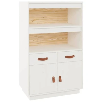 Abbildung von vidaXL Highboard Sideboard Schrank Kommode Anrichte Beistellschrank Mehrzweckschrank Hochschrank Standschrank Weiß 67x40x108,5cm Massivholz Kiefer