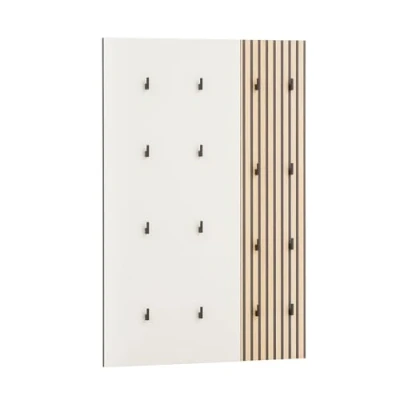 Abbildung von Lomadox Garderobenpaneel ALTAMURA 80, erweiterbare Garderobe Kleiderhaken modern beige Eiche Natur