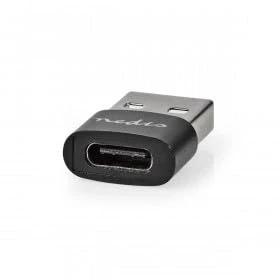 Abbildung von Nedis USB A Adapter 2.0 Stecker C™ Buchse 480 Mbps Rund Vernickelt Schwarz Box