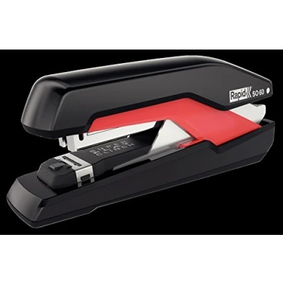 Abbildung von Rapid 5000553 Tacker Super Flachheftgerät (60 Blatt, Mühelos, Omnipress, Hochwertiges Ergonomisches Gehäuse, Inkl. Heftklammern, SO60) schwarz/rot