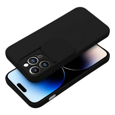 Abbildung von COFI 1453 SlideSoft Case Hülle mit Kameraschutz Bumper TPU Stoßfest Handyhülle kompatibel iPhone 15 Pro Schwarz