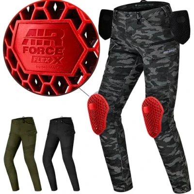 Abbildung von SHIMA Giro 3.0 Motorrad Hose Damen mit Protektoren AirForce Knieprotektoren Motorradhose Kurzgrößen Hosen für Mann Protektorenhose Textilhose Urban Stretch Cargohose Lang (Frauen, Camo, 32/30)
