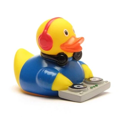 Abbildung von Duckshop Badeente Discjockey DJ I Quietscheente L: 10,5 cm inkl. Badeenten Schlüsselanhänger im Set