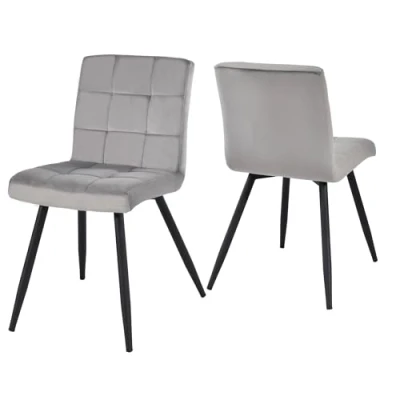 Abbildung von Duhome Esszimmerstühle 2er Set Küchenstuhl Wohnzimmerstuhl Polsterstuhl mit Metallbeine Samt Stuhl für Küche Esszimmer Wohnzimmer, Grau