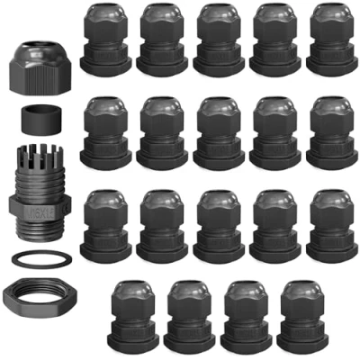 Abbildung von hb digital 20х Kabelverschraubung M16 für 4 8mm Kabeldurchmesser IP68 Staub &amp; wasserdicht mit Gummidichtung Gegenmutter Klemmlamellen Stopfbuchse Isolation Kabeleinführung Schwarz