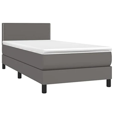 Abbildung von vidaXL Bett Boxspringbett mit Matratze Grau 100x200 cm Kunstleder
