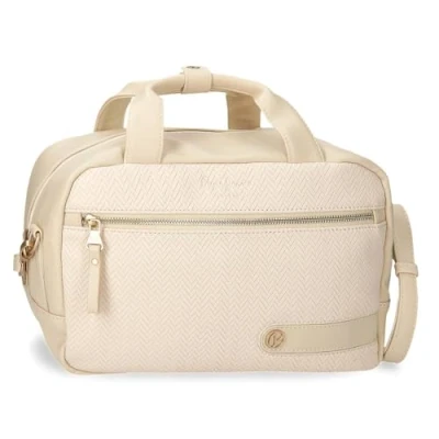 Abbildung von Pepe Jeans Sprig lässiger Damenrucksack, Handtasche, Geldbörsen und Geldbörsen, RFID System, Kunstleder von Joumma Bags, Beige, Talla única, Kulturbeutel mit Schulterriemen