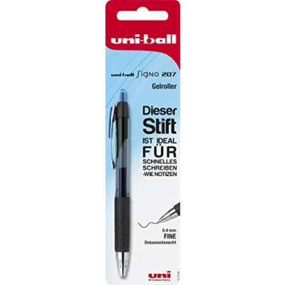 Abbildung von Uni Ball Gelroller Signo 207 blau auf Blisterkarte