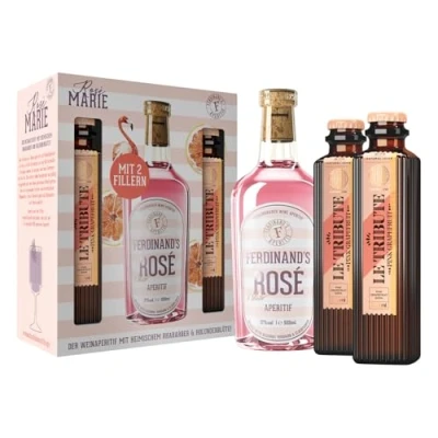 Abbildung von Ferdinand&#039;s Rosé Aperitif Perfektes Sommergetränk Mit Rhabarber und Holunderblüte Le Tribute Pink Grapefruit Soda 500ml + 2 x 200ml 17% vol.
