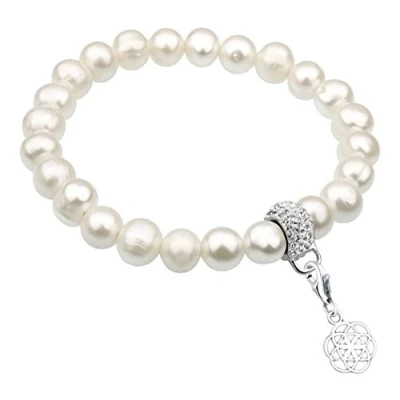 Abbildung von Nenalina Perlenarmband Lebensblume Perle Kristalle 925 Silber