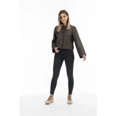 Abbildung von Dreimaster Lederjacke, Damen, Größe: 38, Taupe