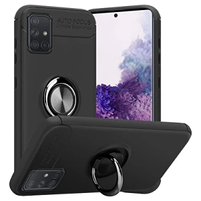 Abbildung von Cadorabo Hülle kompatibel mit Samsung Galaxy A71 5G Schutzhülle TPU Silikon Case Ring Slim Kratzfest Weiche Gummi Rundumschutz für in Schwarz
