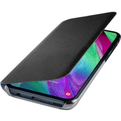 Abbildung von Samsung Galaxy A40 Hülle Kunstleder Klapphülle Handyhülle Schwarz