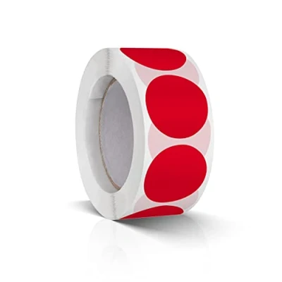 Abbildung von 500 Stk Runde Aufkleber Stickers 25mm Farbkodierung Etiketten Rolle Kleine Klebepunkte Rot