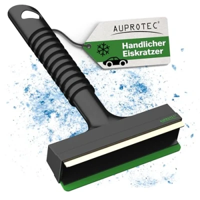 Abbildung von AUPROTEC Eiskratzer Messing A 13 / mit Gummilippe &amp; Messingklinge/Scheibenkratzer Auto/Schneekratzer Auto/Scheibenkratzer Winter/Eisschaber Auto schwarz grün