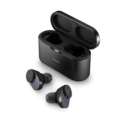 Abbildung von Philips Fidelio True Wireless Noise Cancelling Pro+, Mehr Musik. 48 Stunden, 2 Wege System. Balanced Armature, Ohrstöpsel aus Comply T1BK/00, Schwarz