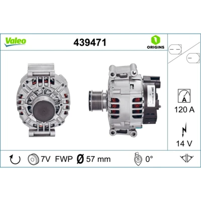 Abbildung von VALEO 439471 Lichtmaschine 14V 120A MERCEDES BENZ: C Klasse Sportcoupe, T modell, CLK Coupe