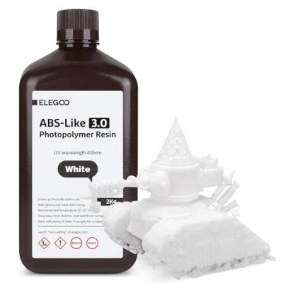 Abbildung von ELEGOO 405nm ABS Like Resin 3.0, LCD UV Rapid Hohe Präzision, Nicht Spröde, Verbesserte Festigkeit und Zähigkeit für LCD/DLP 3D Drucker Photopolymer Harz Weiß 2000g