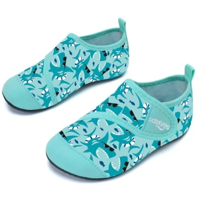 Abbildung von Badeschuhe Strandschuhe Schwimmschuhe Wasserschuhe Junge Baby Aquaschuhe Schnell Trocknend Barfuss Schuh für Kinder Beach Pool（Haie Grün 22/23）