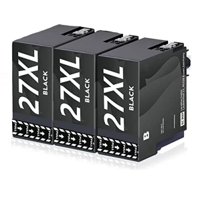 Abbildung von 27XL Schwarz Kompatibel Tintenpatrone als Ersatz für Epson 27 XL Workforce WF 3620 7710 7620 7715 7720 7610 3640 7210 7110 (3*Schwarz)