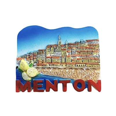 Abbildung von 3D Menton Frankreich Kühlschrankmagnet Tourist Travel Souvenirs Handgemachte Harz Handwerk, Sammlung Geschenk Magnetische Aufkleber Home Küche Dekoration