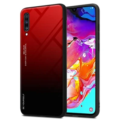 Abbildung von Cadorabo Hülle kompatibel mit Samsung Galaxy A70 / A70s Schutzhülle TPU Silikon Case Glas Slim Kratzfest Weiche Gummi Rundumschutz für in Schwarz
