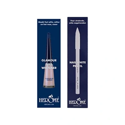 Abbildung von Herome Combi Pack Glamour Nagel Aufheller (Glamour Nail Whitener) &amp; Nagelweißstift (Nail White Pencil) 10ml. + 1 St.