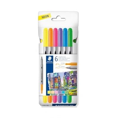 Abbildung von 10 x Staedtler Doppelfasermaler neon 6 Stück