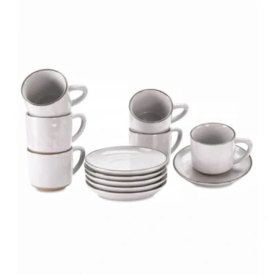 Abbildung von Mirabeau Geschirr Set Tasse mit Untertasse 6er Biarré rosa, Steinzeug