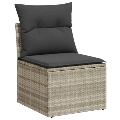 Abbildung von vidaXL Loungesofa Gartensofa ohne Armlehnen mit Kissen Hellgrau Poly Rattan, 1 Teile