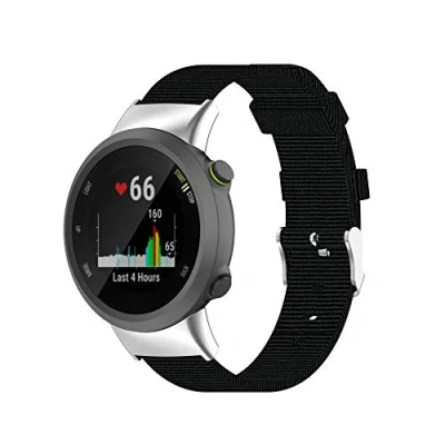 Abbildung von Yikamosi Kompatibel mit Garmin Forerunner 45 Armband,Schnellverschluss Premium Nylon rostfreiem Metallverschluss Ersatzbänder für 45/Garmin 45S/Garmin Swim 2,Schwarz