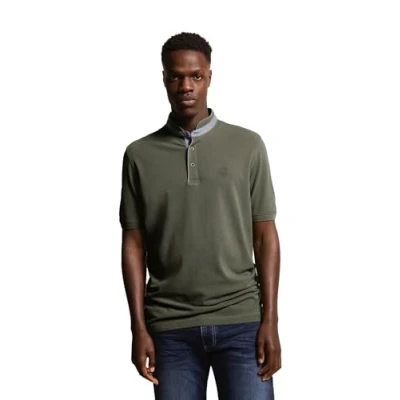 Abbildung von bugatti MIT Stehkragen Tshirt basic, Herren, Größe: Medium, Khaki