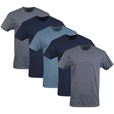 Abbildung von Gildan Herren Crew T Shirts, Multipack, Style G1100 Unterwäsche, Marineblau/Heather Navy/Indigo Blue (5er Pack), XX Large