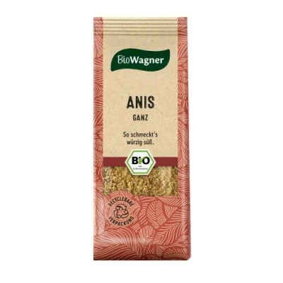 Abbildung von BioWagner Bio Anis ideales Gewürz für Brot, Gebäck oder Kompott naturbelassene Zutaten recyclebare Verpackung 40 g