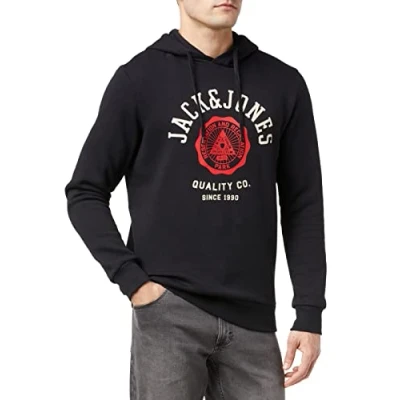 Abbildung von Jack &amp; Jones Jjelogo HOOD Kapuzenpullover, Herren, Größe: Medium, Black