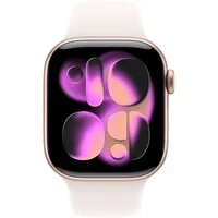 Abbildung von Apple Watch Series 11 Cellular 42mm Roségold Aluminium Gehäuse mit Blassrosa Sport Band S/M