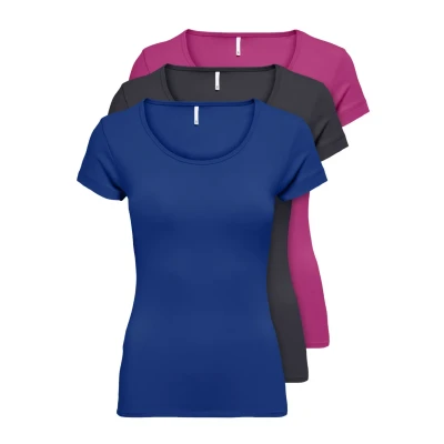 Abbildung von ONLY PACK OF 3 Tshirt basic, Damen, Größe: XL, Blue/phantom/berry