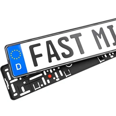 Abbildung von Fast Mile 2X Rahmenlose Auto Kennzeichenhalter Mit Vibrationsdämpfer und Befestigungskit Für Deutsche Standardkennzeichen Größe 520 x 110 mm