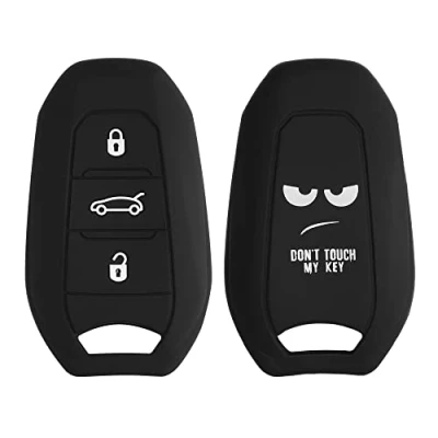 Abbildung von kwmobile Autoschlüssel Hülle kompatibel mit Opel 3 Tasten Smartkey Keyless Go Schlüsselhülle Don&#039;t Touch My Key Weiß Schwarz