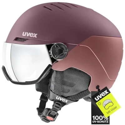Abbildung von uvex wanted visor robuster Skihelm für Damen und Herren mit Visier optimierte Belüftung bramble antique rose matt 54 58 cm