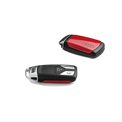Abbildung von Audi 8W0071208Y3U Schlüsselblende Cover, mit Ringe Logo, nur für Schlüssel 4M0959754 8W0959754 8S0959754 *ohne* Chromspange (tangorot)