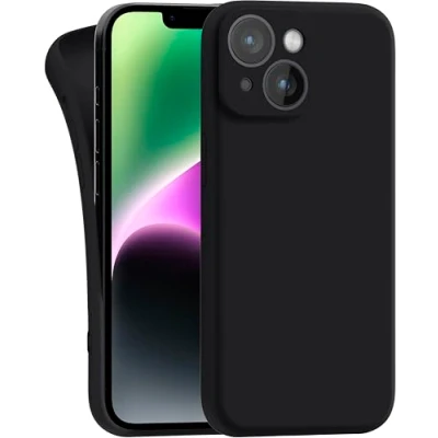 Abbildung von MyGadget Hülle Kompatibel mit iPhone 14 robuste Silikon Schutzhülle TPU Case Slim Silikonhülle Back Cover Kratzfest Handyhülle Matt Schwarz